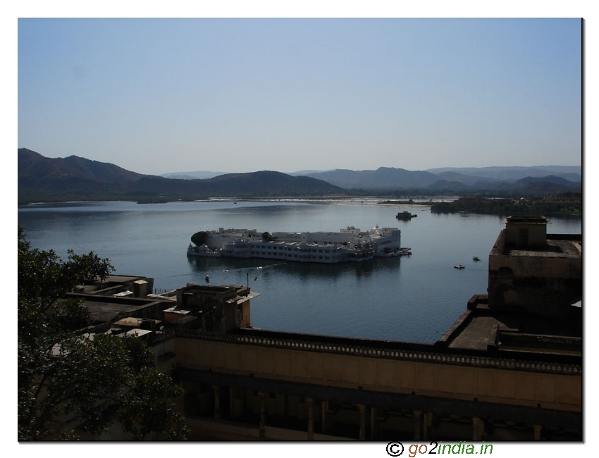 View of Hotel Taj Lake palace from Udaipur palace