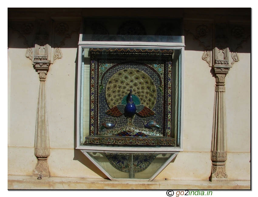 Peacock at Mor Chowk inside Udaipur Palace 
