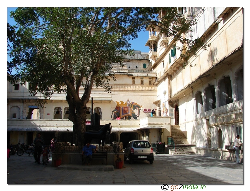 open courtyard at City Palace Udaipur