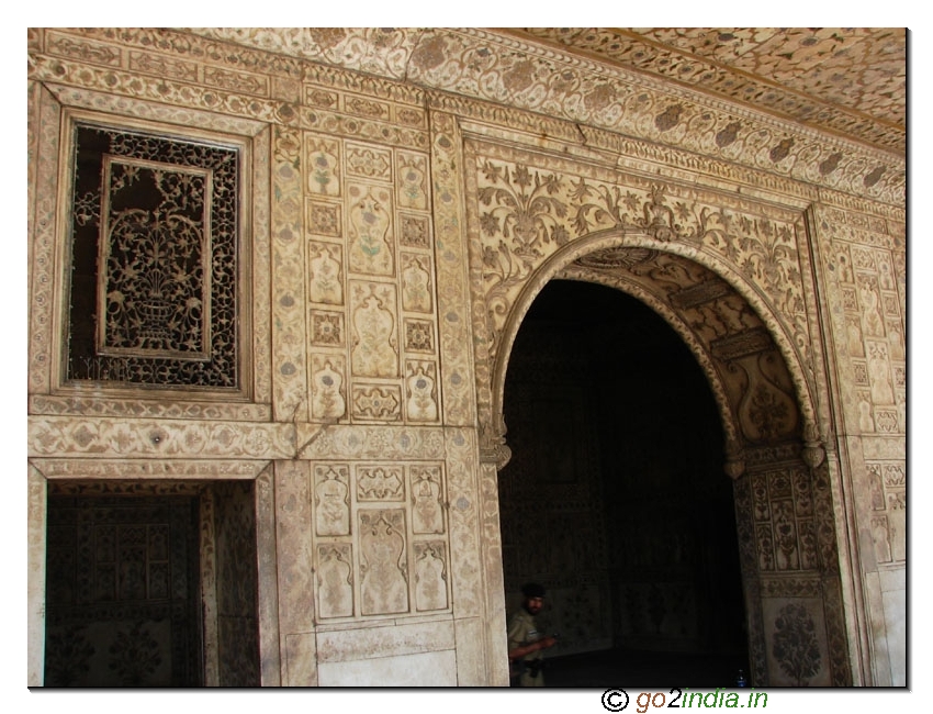 Red fort inside decorative walls 