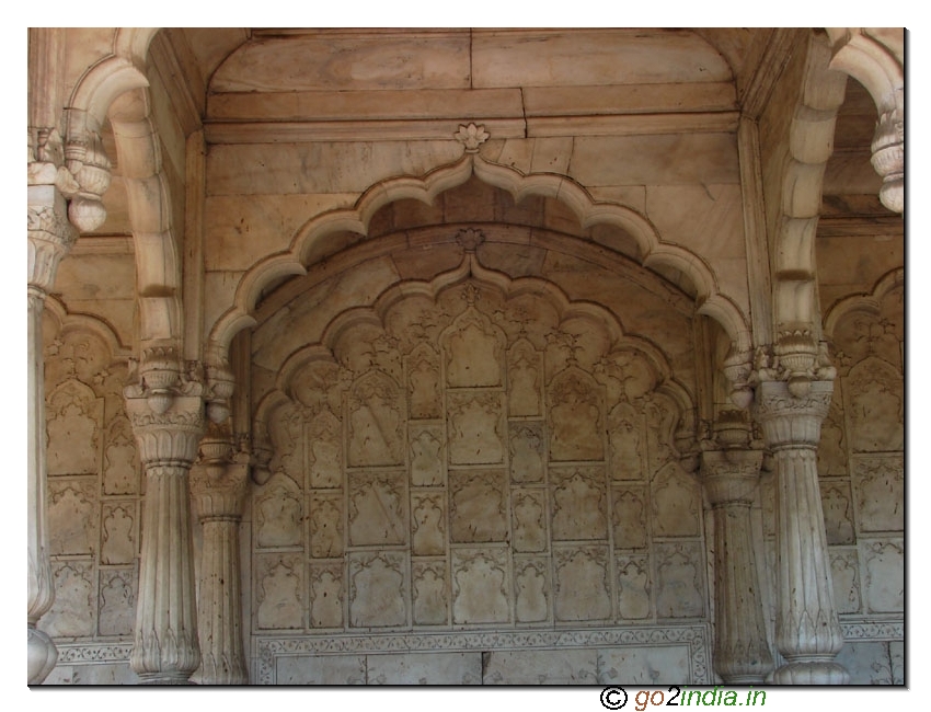 Mughal  architecture on Marbal at Lal Killa or Red fort