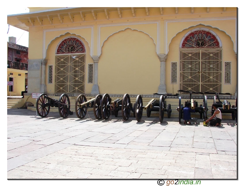 Several Cannons placed outside city palace 