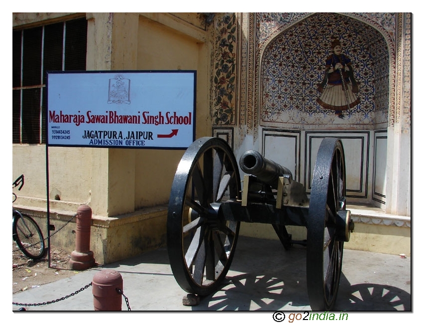 Cannon at display inside City Palace Jaipur 