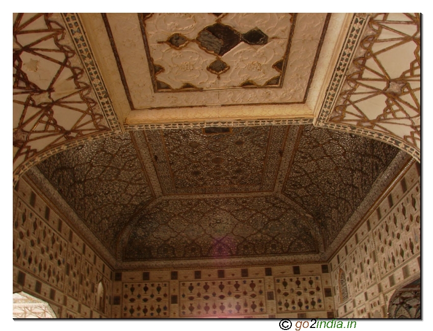 Sheesh Mahal roof inside Amber fort at Jaipur