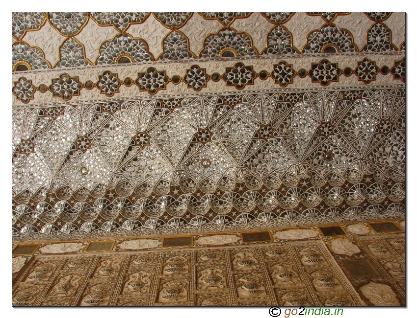 Mirror works roof of  Amber fort