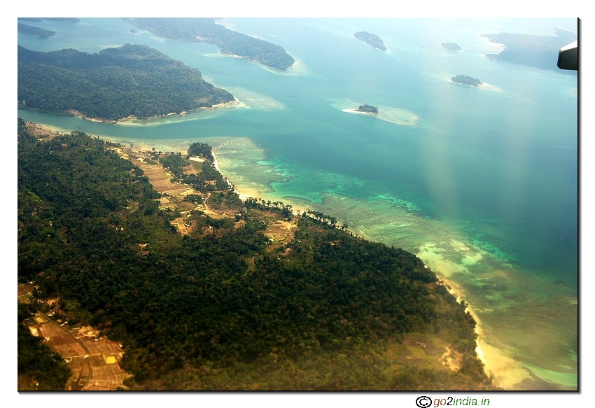 Aerial view near Tarmugli island in Andaman