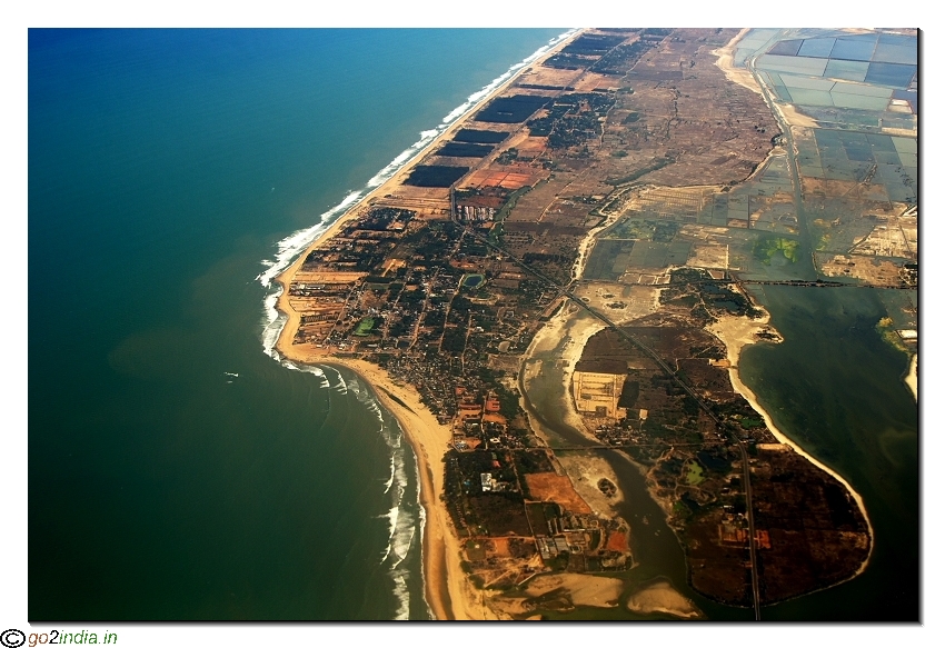 Chennai beach aerial view