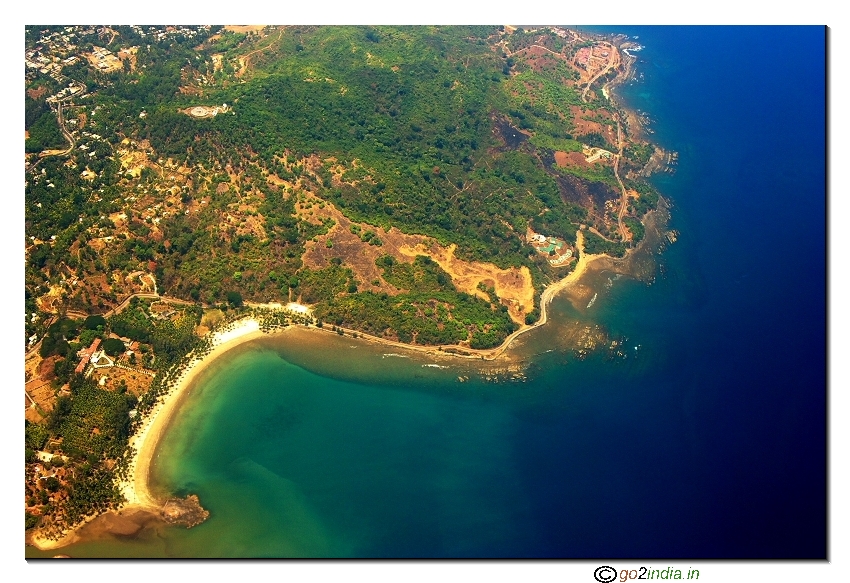 Andaman islands aerial view of Corbyns cove beach