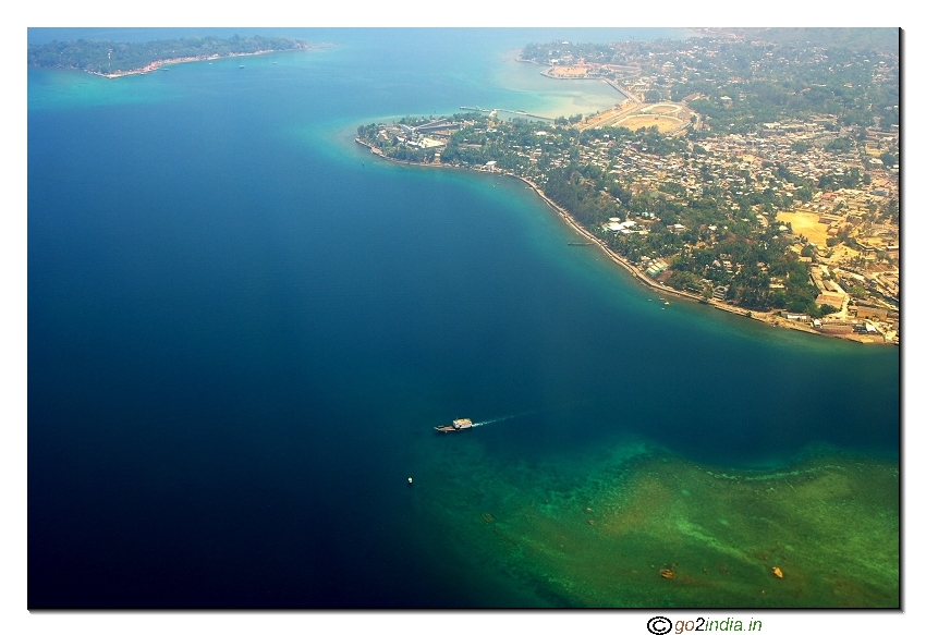 Andaman islands aerial view of  shipping point to Havelock and other islands