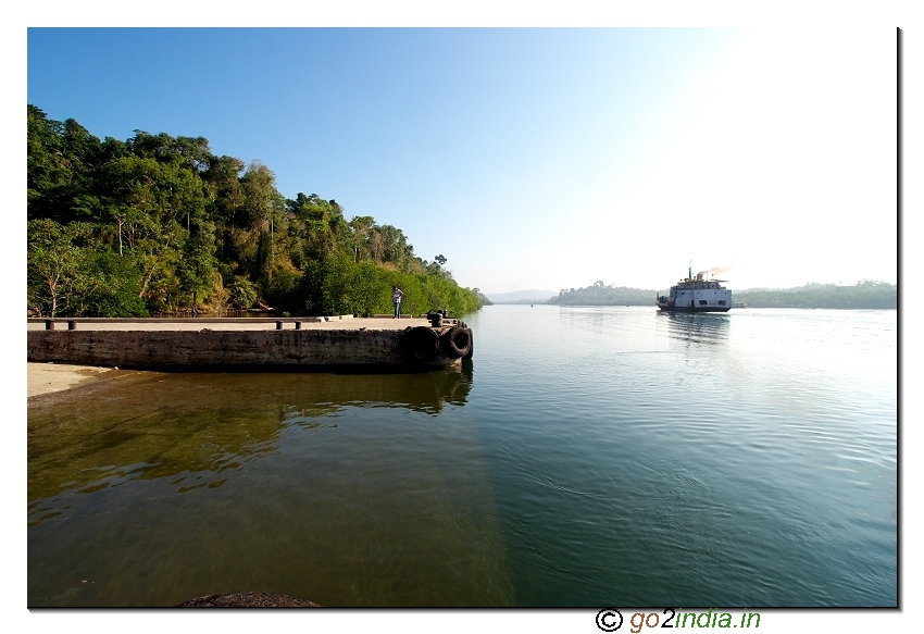 Ship crossing from Baratang jetty to Uttara jetty in Andaman