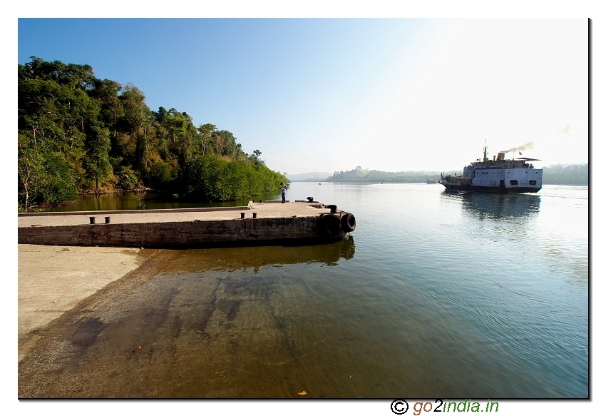 Ship crossing from Baratang jetty to Uttara jetty in Andaman