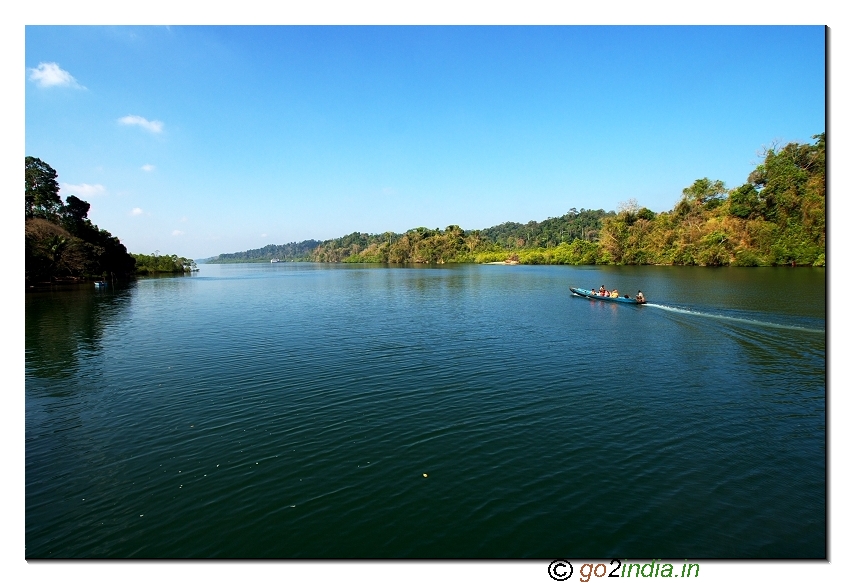 Boat journey from Uttara jetty to limestone cave in Andaman