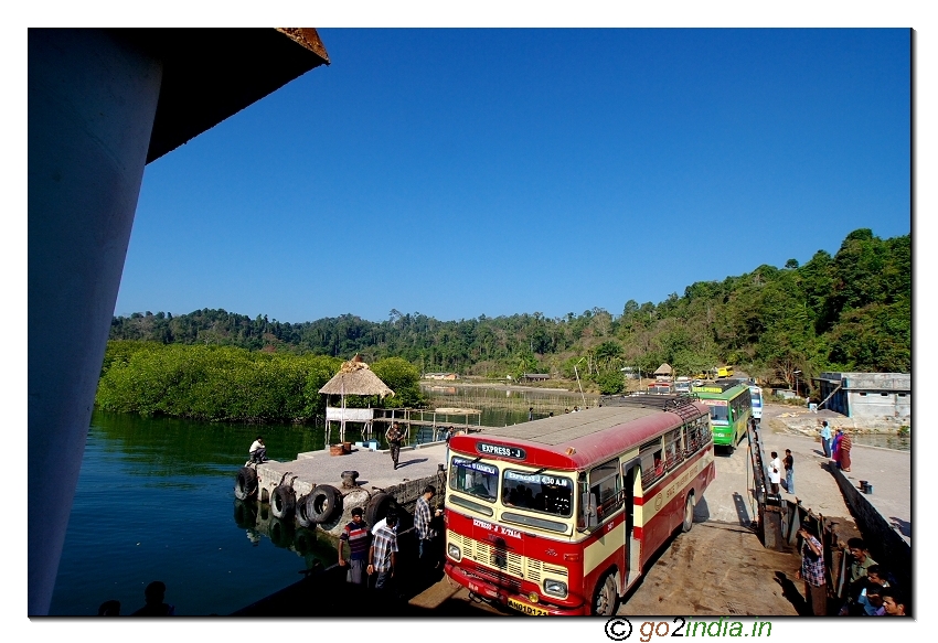 Bus boarding the cruise in Baratang jetty  in Andaman