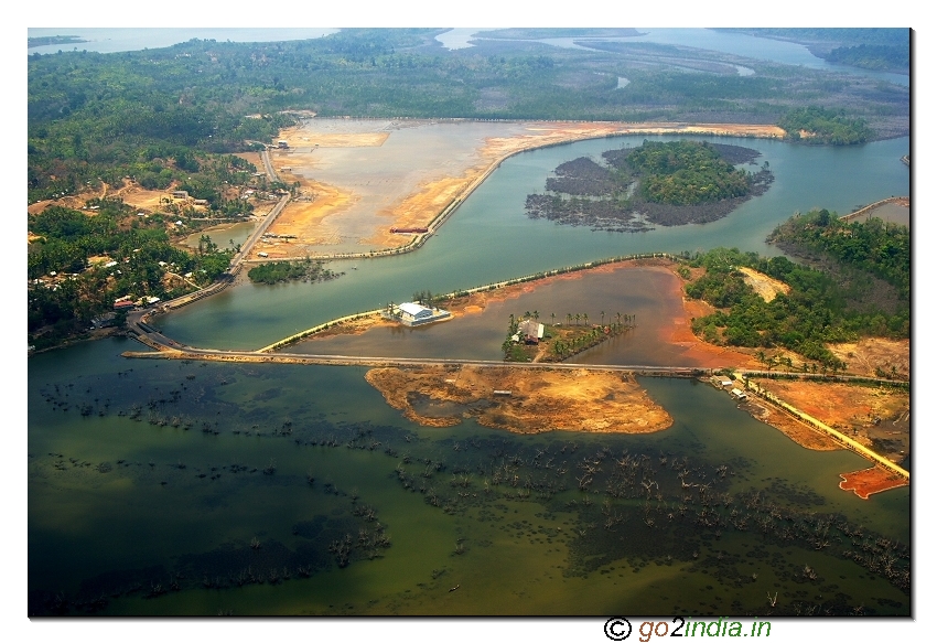 Aerial view Tsunami affected area in Andaman