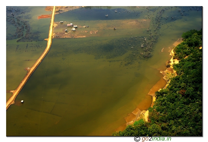 Aerial view Tsunami affected area in Andaman