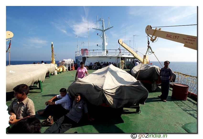 People resting in the deck of Ship to Havelock island of Andaman