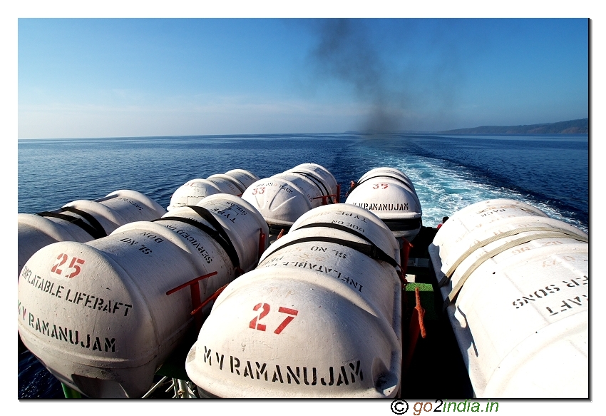 Close up view of safety devices in the ship to Havellock island in Andaman