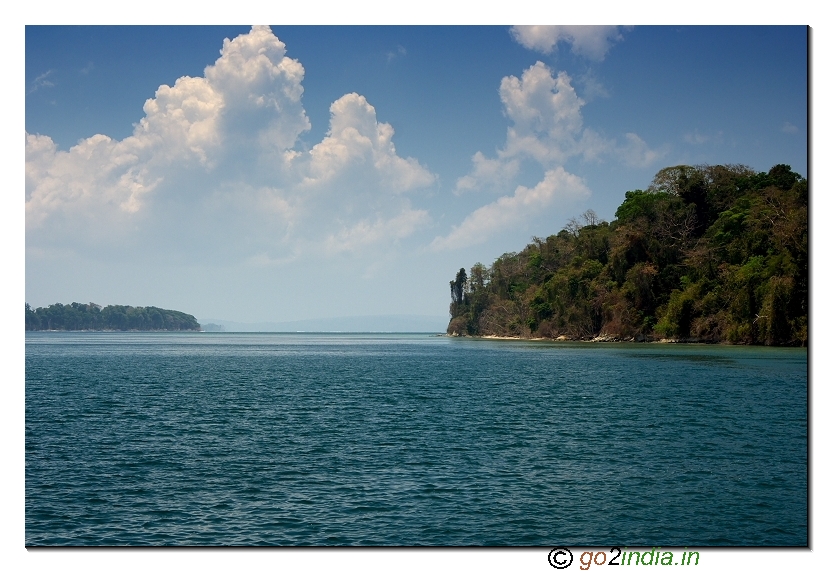 Land and forest area view on the way to Jolly buoy island in Andaman