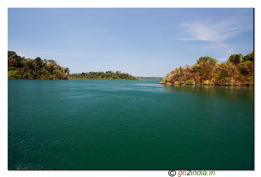 Land and forest area view on the way to Jolly buoy island in Andaman