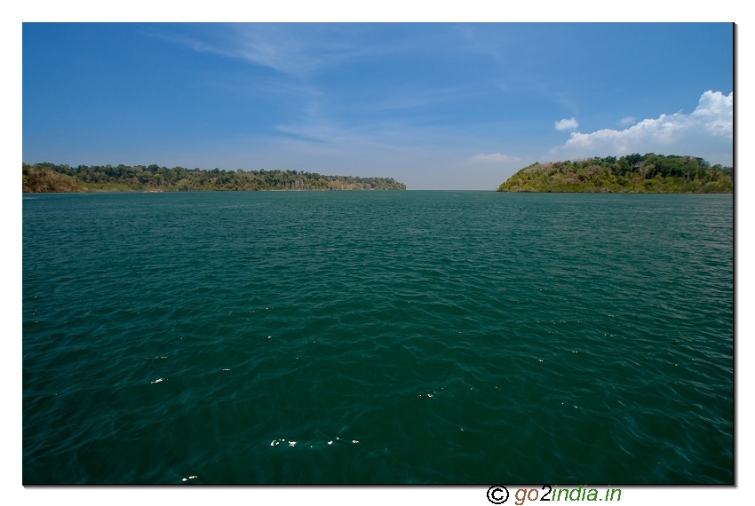Land and forest area view on the way to Jolly buoy island in Andaman