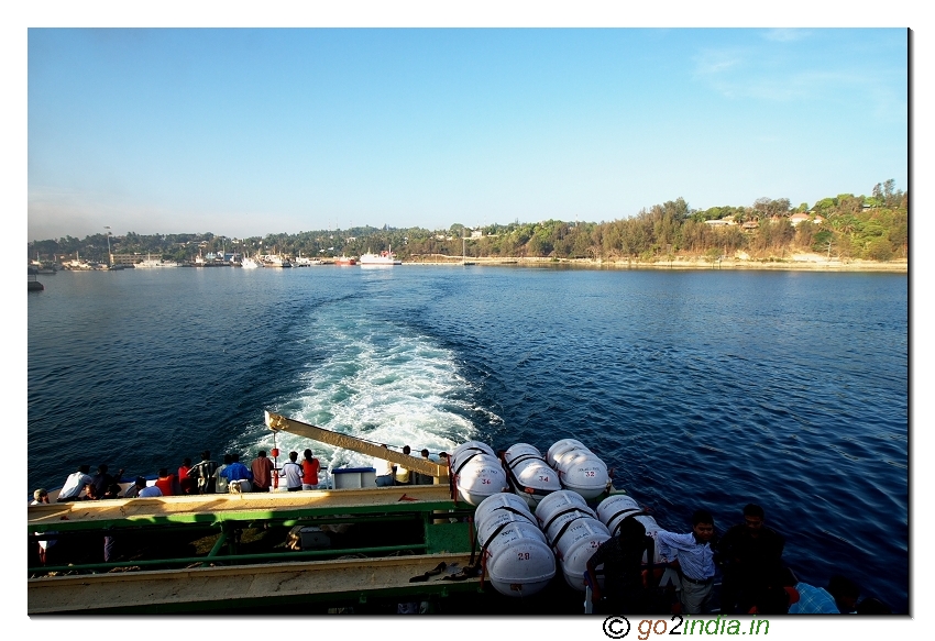 Ship leaving Portblair towards Havellock back side view