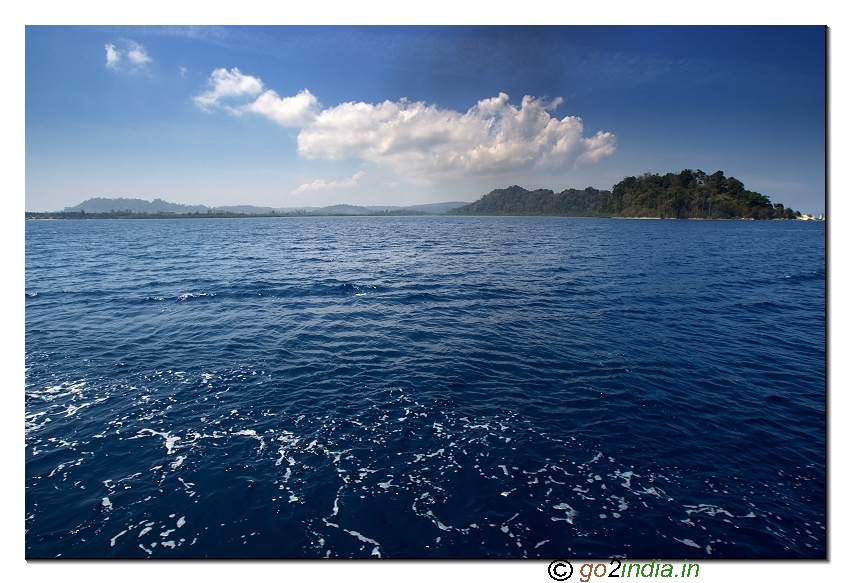 Sea view from ship to Havelock island from Portblair of Andaman