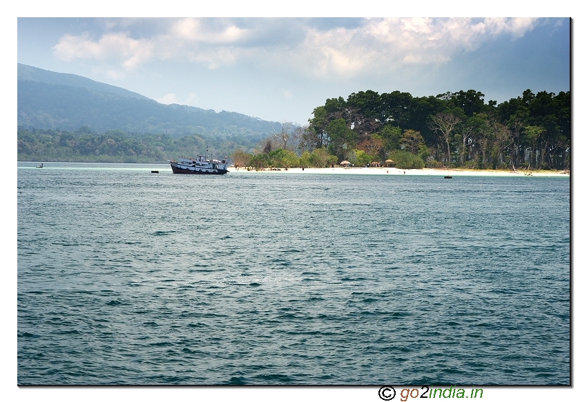Jolly buoy island partial view from sea in Andaman