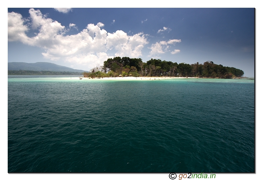 Jolly buoy island complete view from sea in Andaman