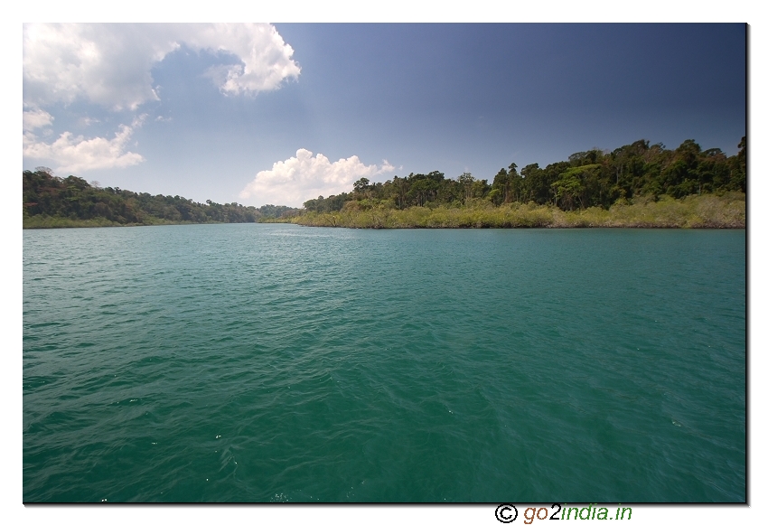 Sea and forest area on the way to jolly buoy island in Andaman