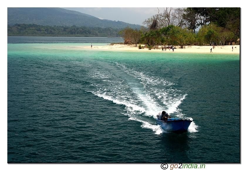 Jolly buoy boat transportation from ship to island in Andaman