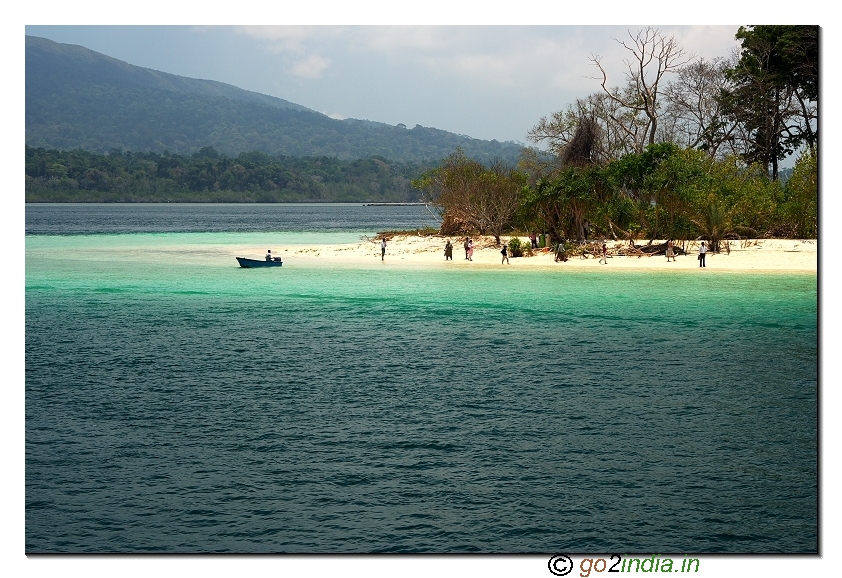 Jolly buoy island partial view from sea in Andaman