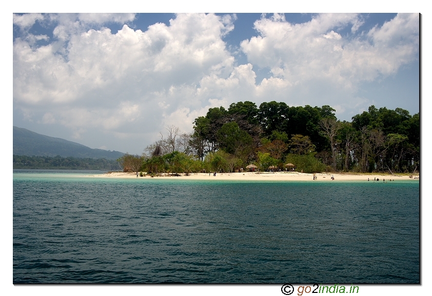 Jolly buoy island partial view from sea in Andaman
