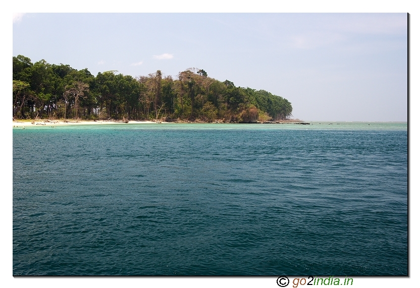 Jolly buoy island partial view from sea in Andaman