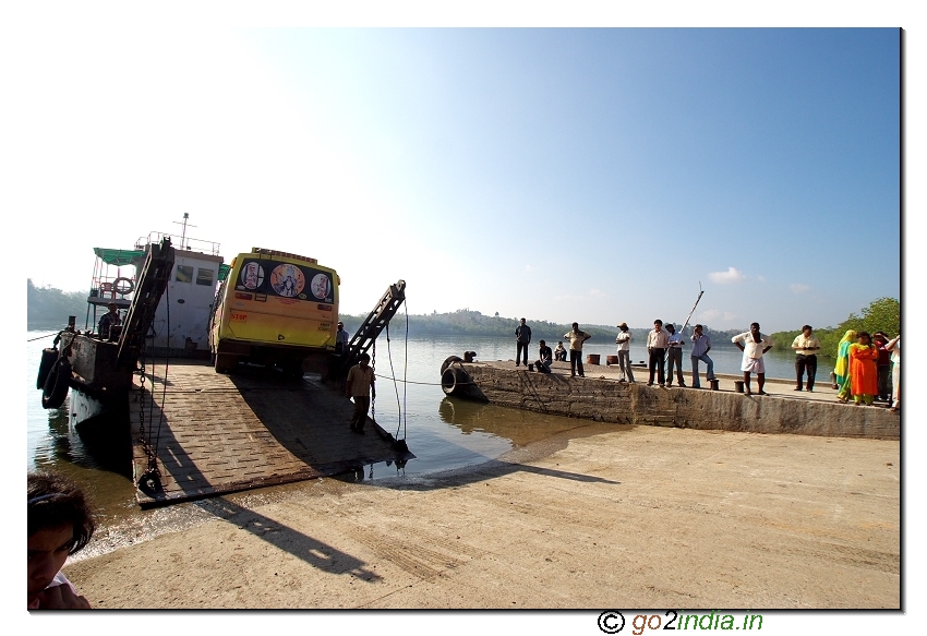 Crossing sea at Baratang mid point to transfer buses by launch