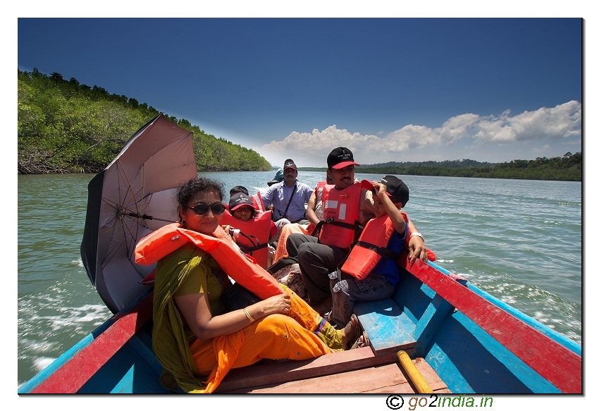 Sea journey by boat to limestone caves from Baratang of Andaman