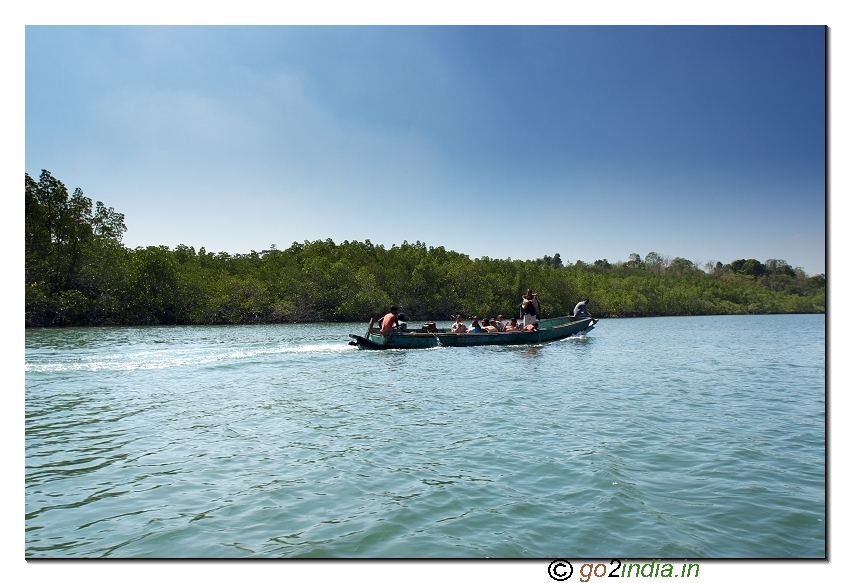 Sea water and forest area on the way to limestone caves from Baratang in Andaman