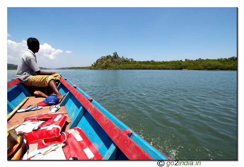 Sea journey by boat to limestone caves from Baratang of Andaman