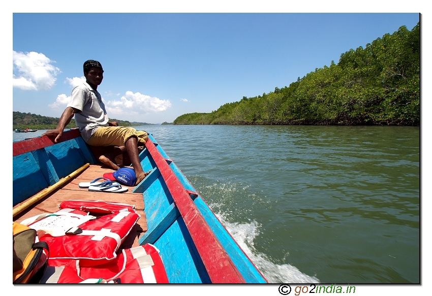 Sea journey by boat to limestone caves from Baratang of Andaman