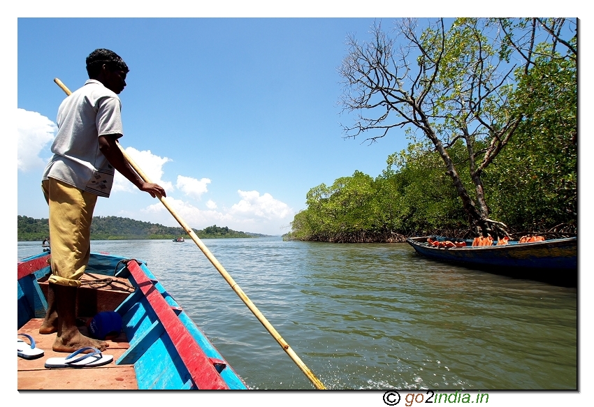 Sea journey by boat to limestone caves from Baratang of Andaman