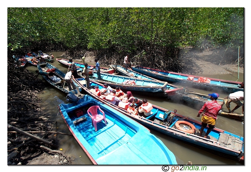 End of boat journey at Bay to reach limestone caves at Baratang of Andaman