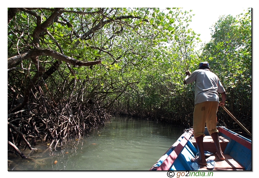 Boat journey at Bay to reach limestone at Baratang of Andaman