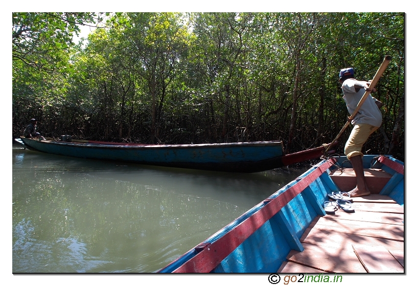 Boat journey at Bay to reach limestone at Baratang of Andaman