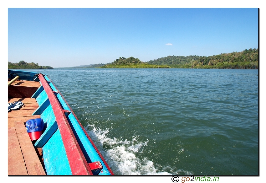 Boat journey to limestone caves of Andaman at Baratang