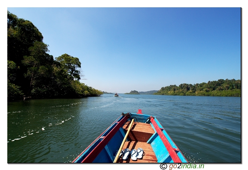 Boat journey to limestone caves of Andaman at Baratang