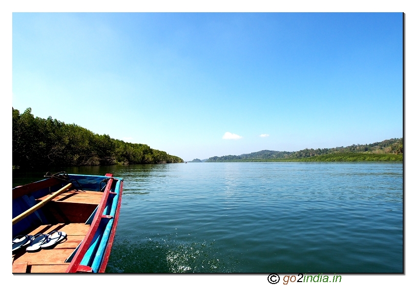 Boat journey to limestone caves of Andaman at Baratang