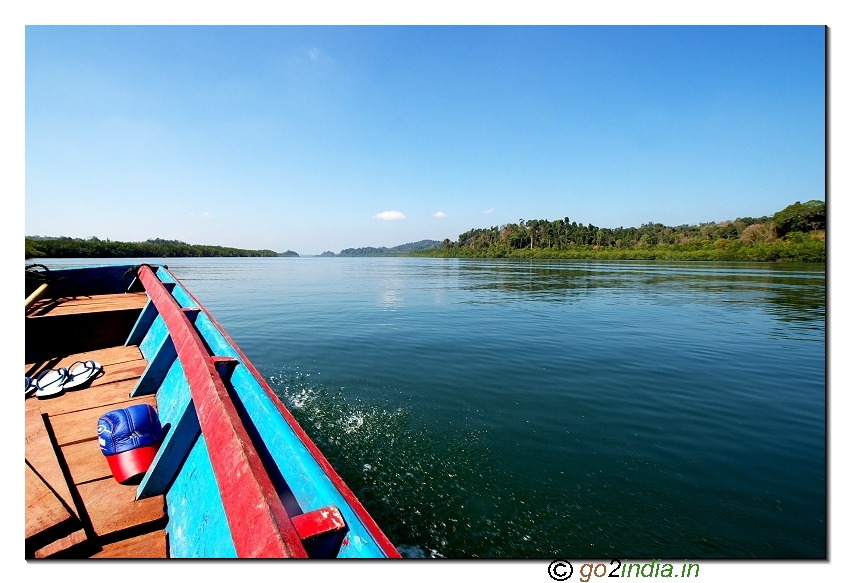 Boat journey to limestone caves of Andaman at Baratang