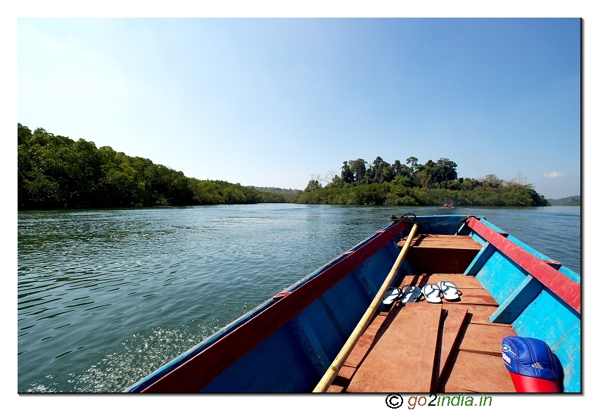 Boat journey to limestone caves of Andaman at Baratang