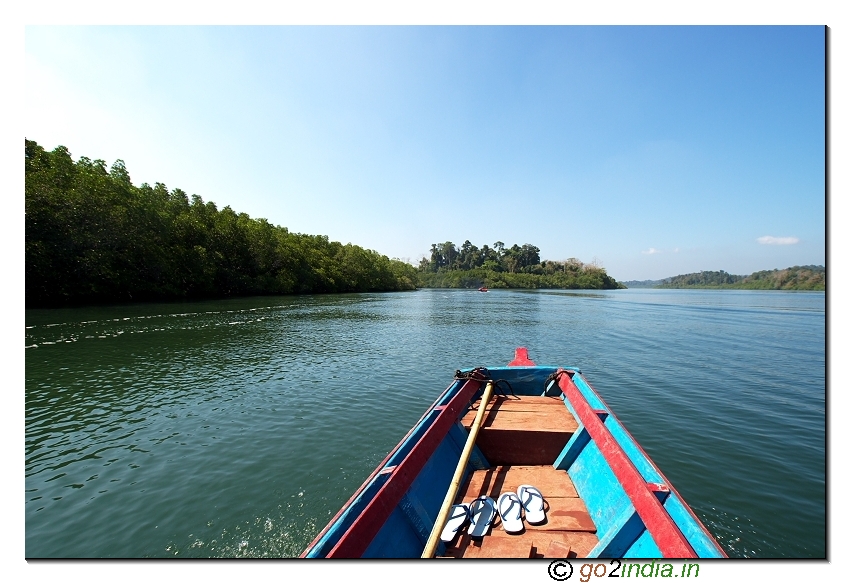 Boat journey to limestone caves of Andaman at Baratang