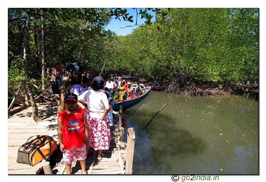 End point of boat journey to limestone cave of Andaman at Baratang