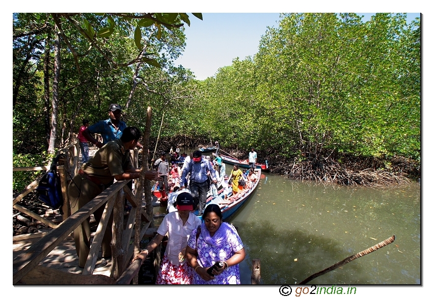 End point of boat journey to limestone cave of Andaman at Baratang